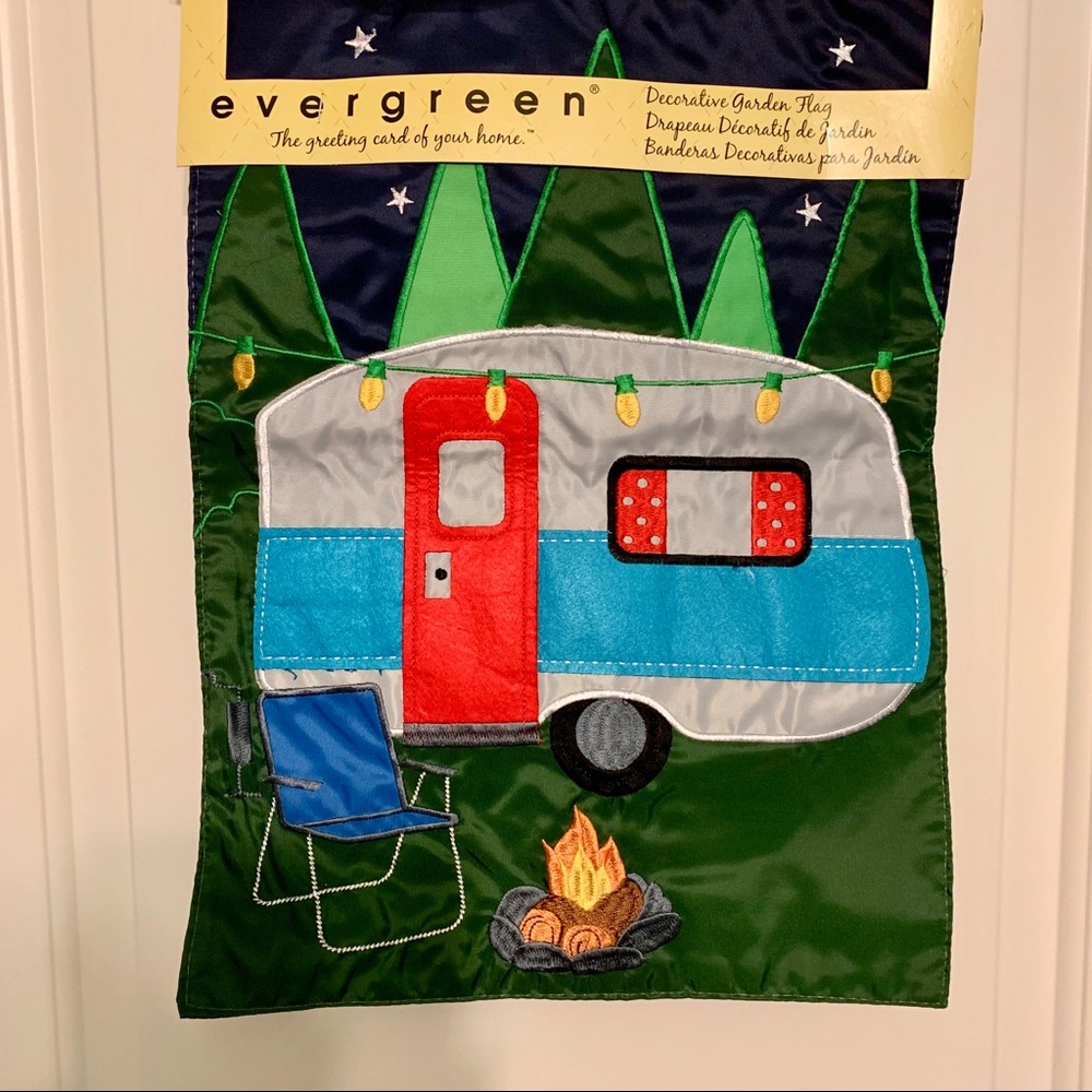 Garden flag embroidered camper